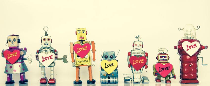 lotts of retro robots in love