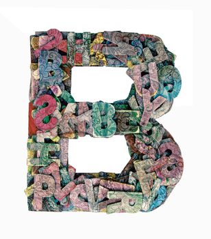 lots of small wooden letters to make up the letter B