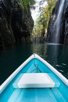 Small boat travel in Takachiho gorge