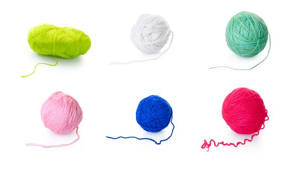 tangle of thread for knitting on white isolated background