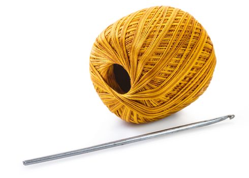 tangle of thread for knitting on white isolated background