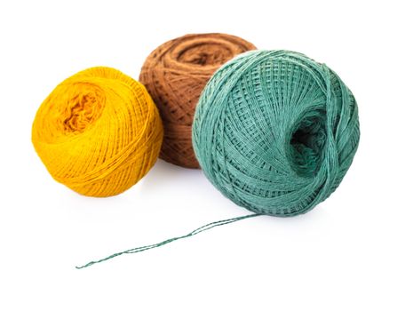 tangle of thread for knitting on white isolated background