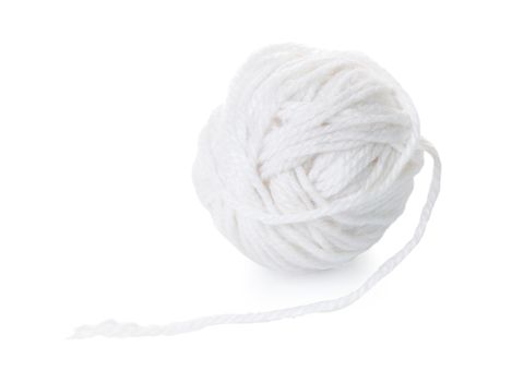 tangle of thread for knitting on white isolated background