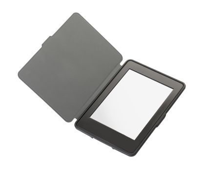 e-book in gray cover on white isolated background