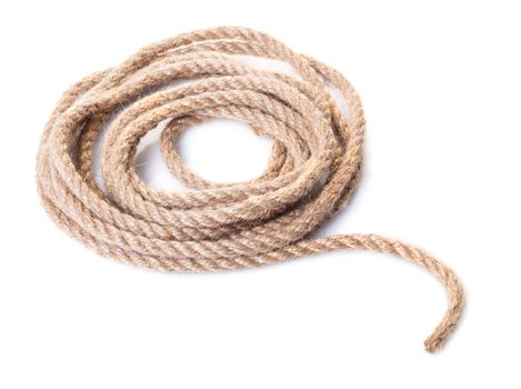 old rope closeup on white isolated background