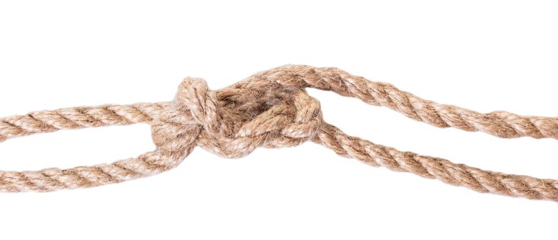 old rope closeup on white isolated background