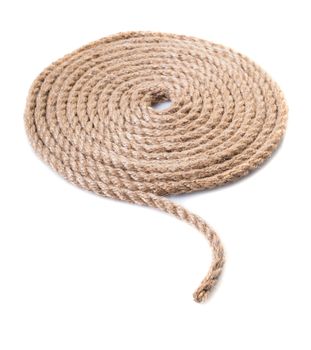 old rope closeup on white isolated background