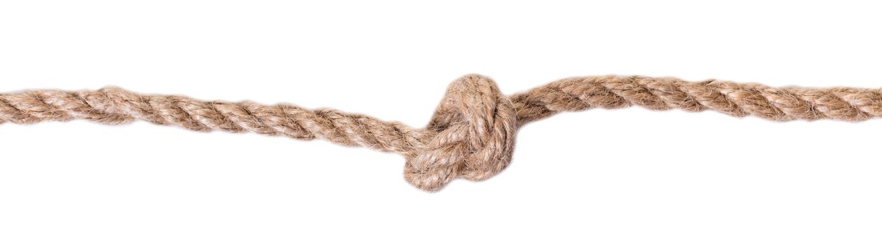 old rope closeup on white isolated background