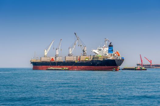 Cargo ship on sea.