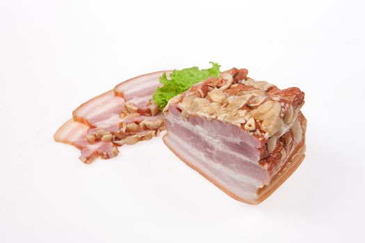 Pieces of meat on isolated studio background