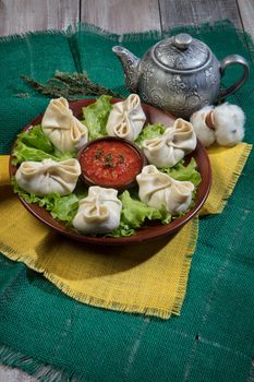 Russian national food on a studio background