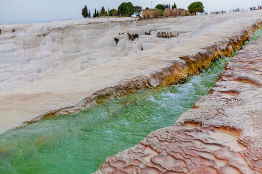 Natural pools on Travertine hills of Pamukkale, Turkey