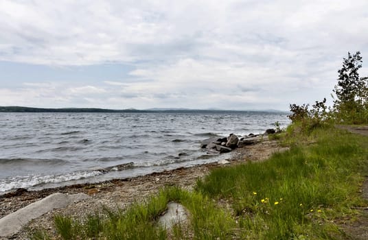 rocky shore of the lake, the southern Urals, lake Uvildy