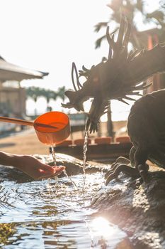 Washing hand in japanese temple