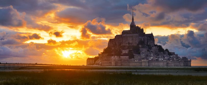 Mont Saint Michel in the evening, France