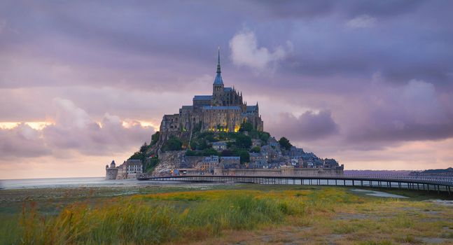 Mont Saint Michel in the evening, France