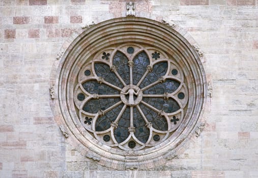 Gothic rose window of Trento cathedral, Northern Italy