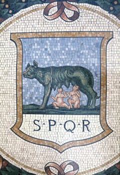 Floor mosaic in galleria Vittorio Emanuele II, Milan, Italy