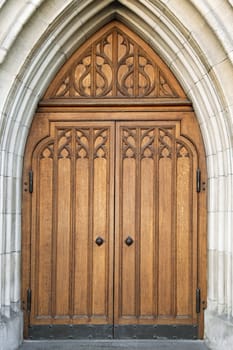 Old wooden gate of a medieval house