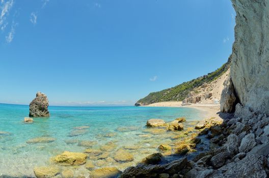 View of Milos beach on Lefkada island, Greece