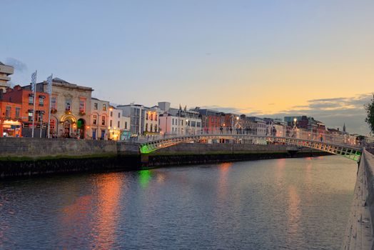 Hapenny Bridge in Dublin, Ireland - a pedestrian bridge 19.06.2018