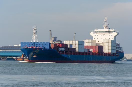 Container Cargo ship in the ocean. Freight Transportation