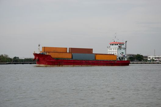 Container Cargo ship in the ocean. Freight Transportation