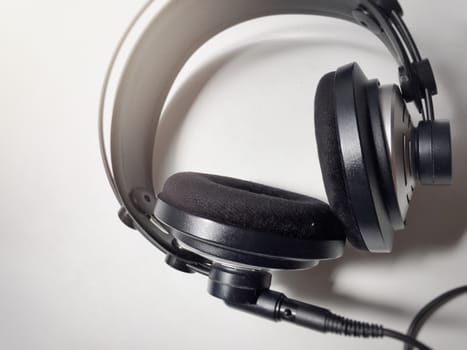 Black and white shot of professional headphones
