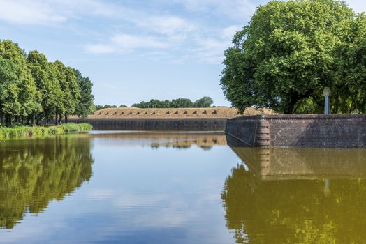 Bastion Oranje the old fortified town of Naarden, North Holland, Netherlands, Dutch fortress in water surrounded Naarden Vesting
