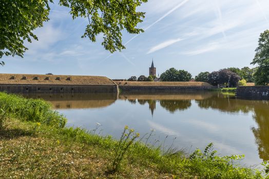 Bastion Oranje the old fortified town of Naarden, North Holland, Netherlands, Dutch fortress in water surrounded Naarden Vesting