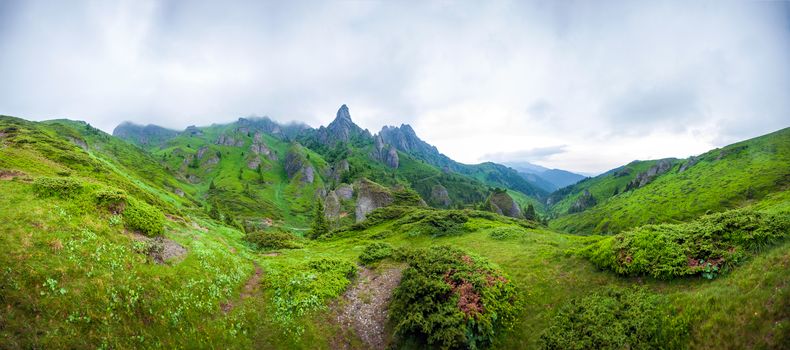 Mount Ciucas peack on summer, part of the Carpathian Range from Romania