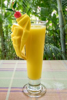 Healthy Ripe Yellow  Mango Smoothie . concept healthy food