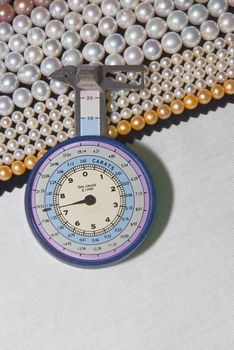 Caliber used to measure the diameter of the pearls