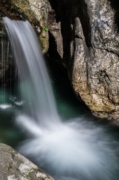 Waterfall at the Val Vertova Torrent Lombardy near Bergamo in Italy