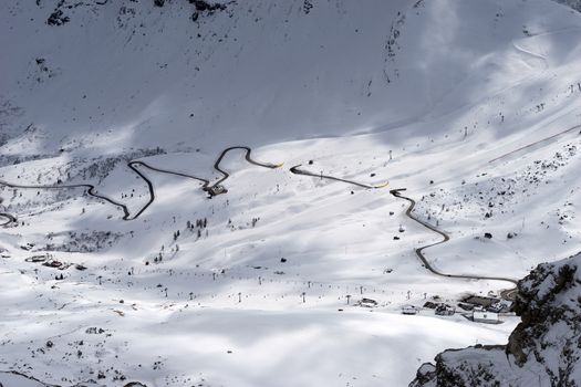 View from Sass Pordoi in the Upper Part of Val di Fassa