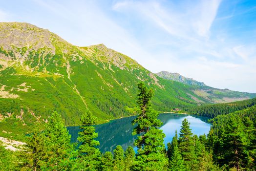 picturesque lake Morskie Oko in Poland view from the mountain, Zakopane