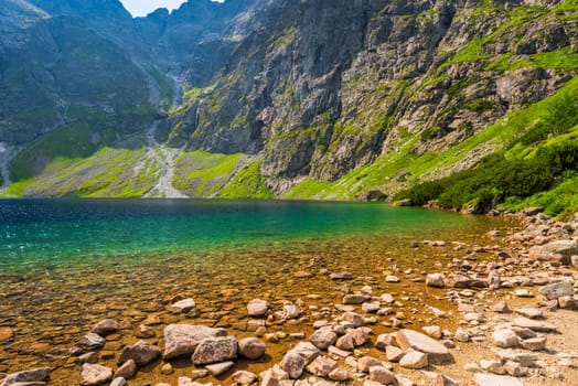 a beautiful place in the Tatra mountains - a clean mountain lake Czarny Staw