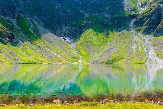 a landmark of Poland in the high Tatras - a picturesque lake Czarny Staw