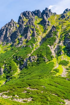 sharp peak of mountains of high Tatras close-up