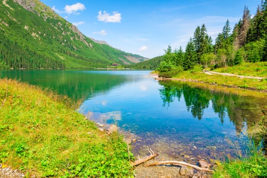 Beautiful Tatras Mountains and the famous mountain lake Morskie Oko in the summer day