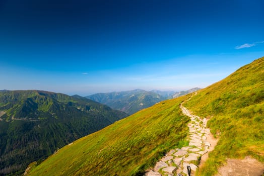 tourist route to the summit of Mount Kasprowy Wierch Poland