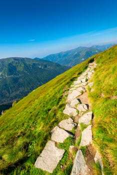 vertical landscape - path for tourists, Kasprowy Wierch Poland