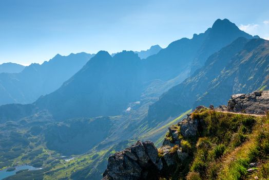 high scenic mountains, beautiful view on a sunny day