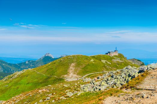 Sights of Poland - tourist building Kasprowy Wierch beautiful mountain