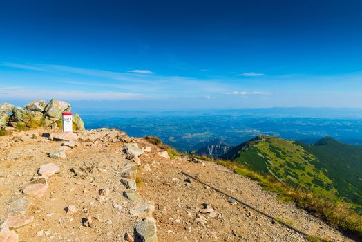 View of the city at the foot of the mountain to Kasprowy Wierch, Poland