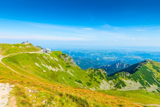 on a sunny day view of the Tatras from Kasprowy Wierch, Poland