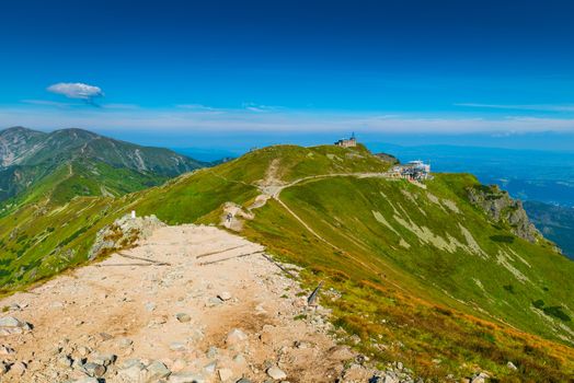 Trail on Kasprowy Wierch in the background of a beautiful sky