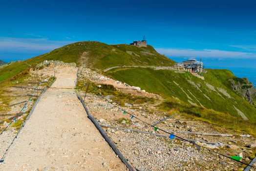 Trail on the mountain for tourists visiting Poland Kasprowy Wierch