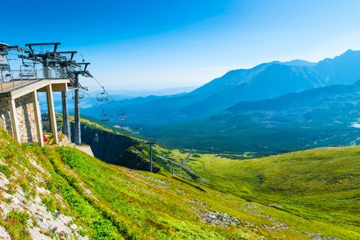 ski lift on the beautiful Mount Kasprowy Wierch, Poland