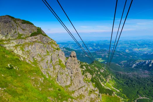 beautiful mountains, on top of the frame ropes funicular, Poland